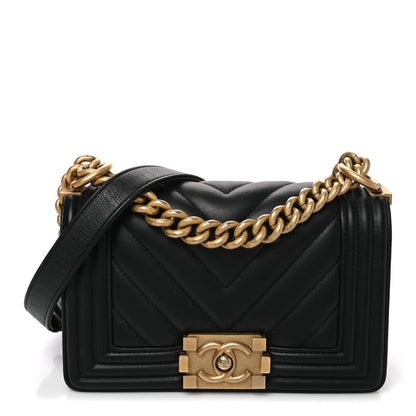 Chanel Lambskin Chevron Quilted Small Boy Flap Black 1 of 10