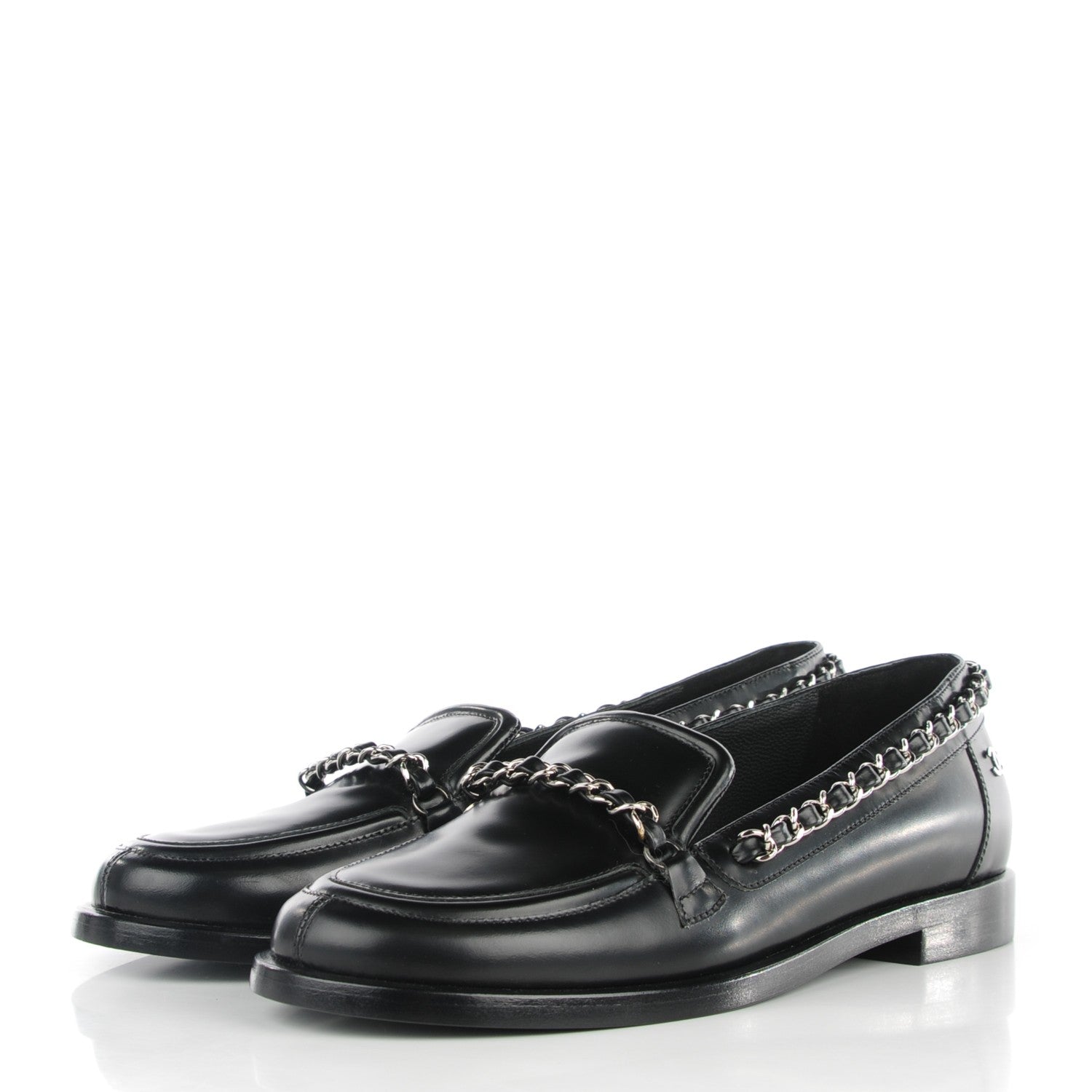 Chanel Calfskin Chain Loafers 35 Black 3 of 9