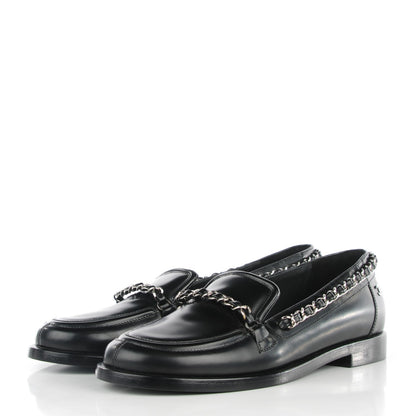Chanel Calfskin Chain Loafers 35 Black 3 of 9