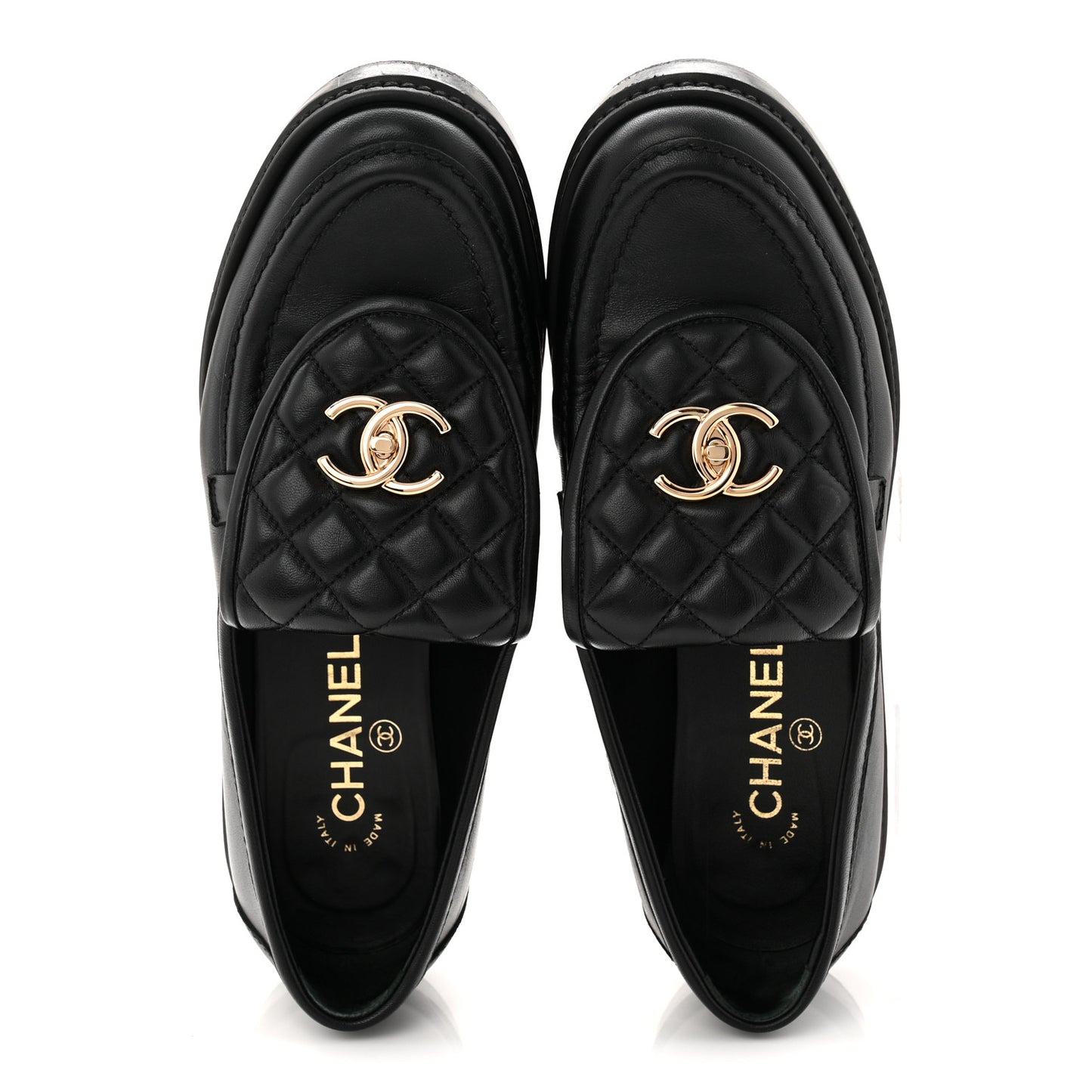 Lambskin Quilted CC Turnlock Loafers 39 Black