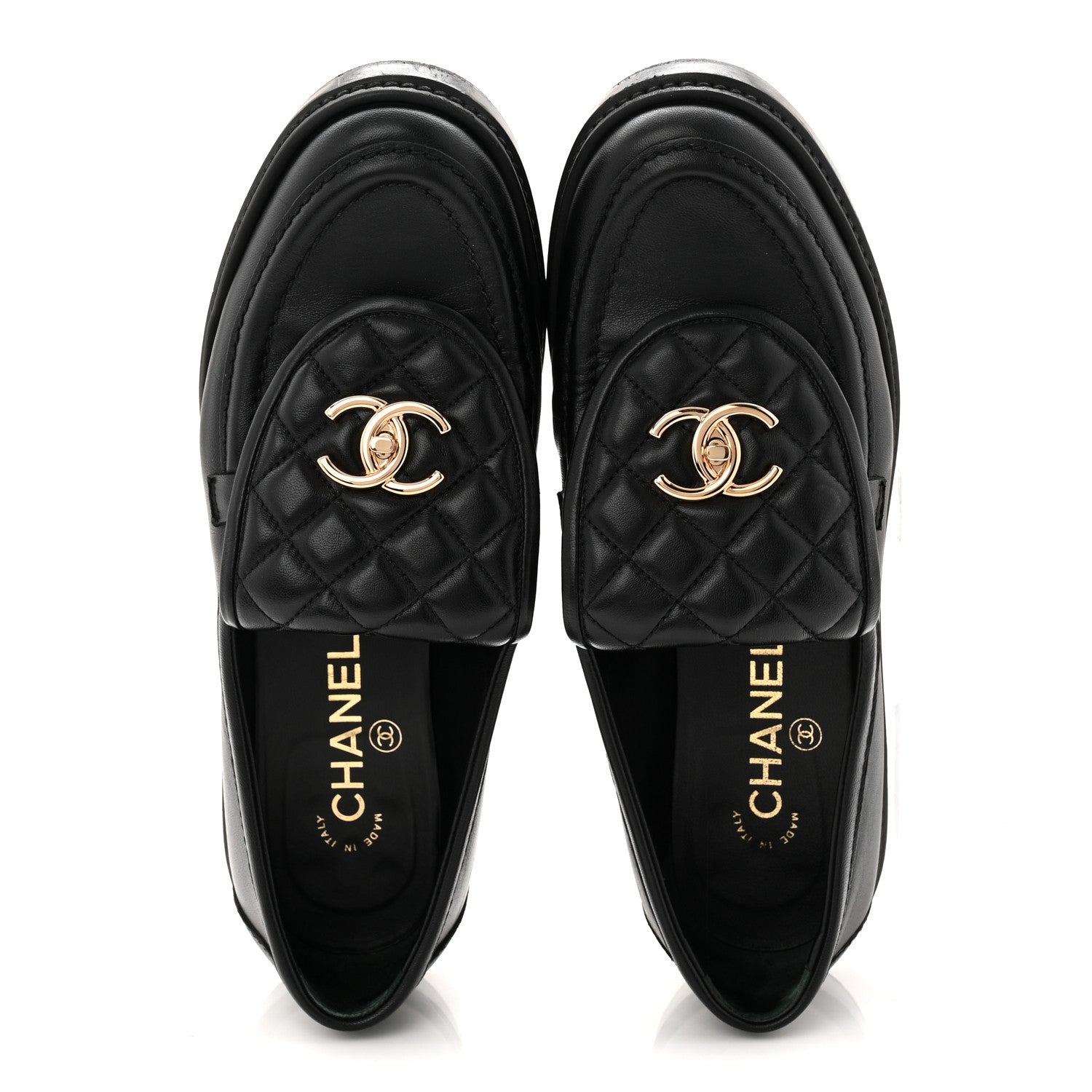 Chanel Lambskin Quilted CC Turnlock Loafers 39 Black 2 of 10