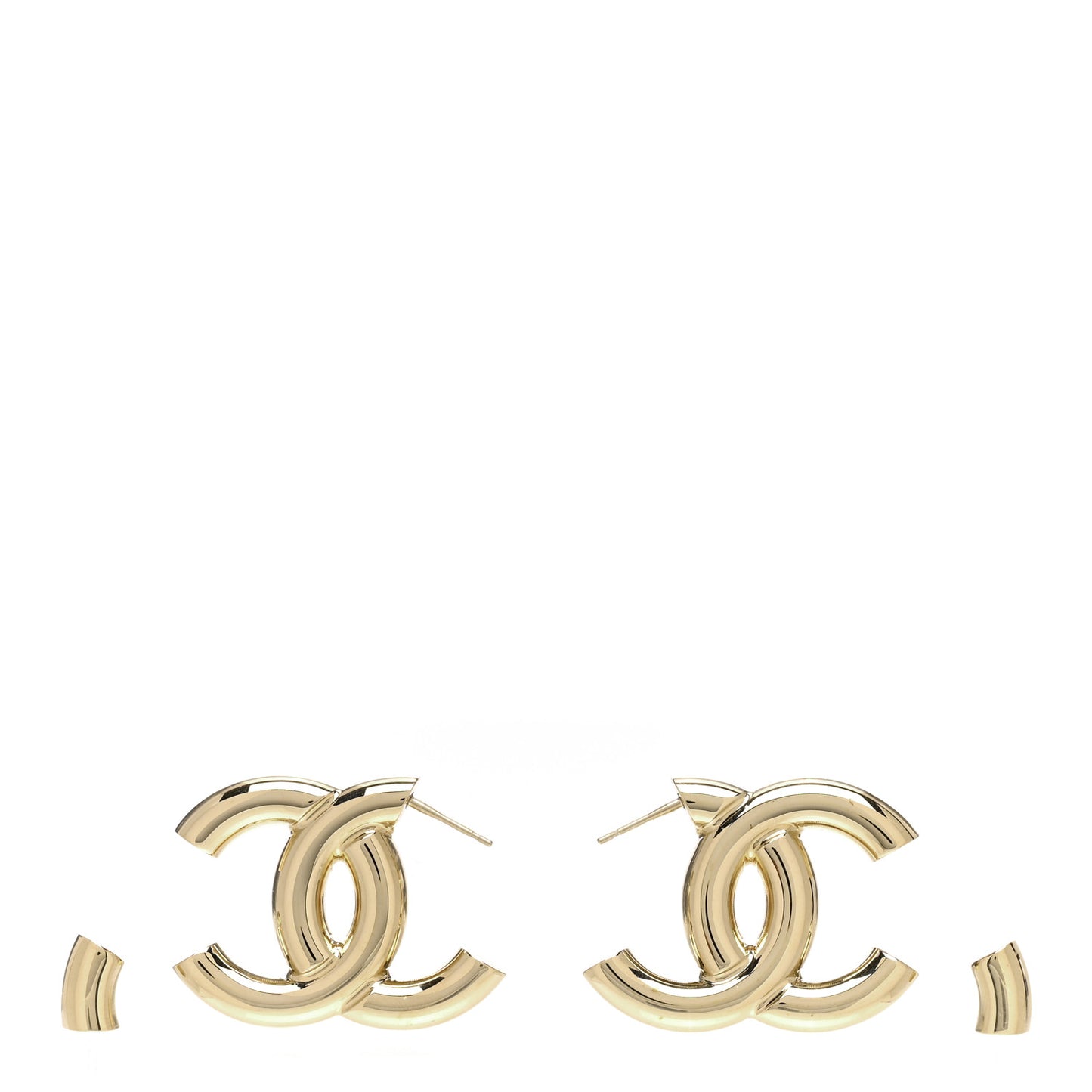 Metal Large CC Earrings Light Gold