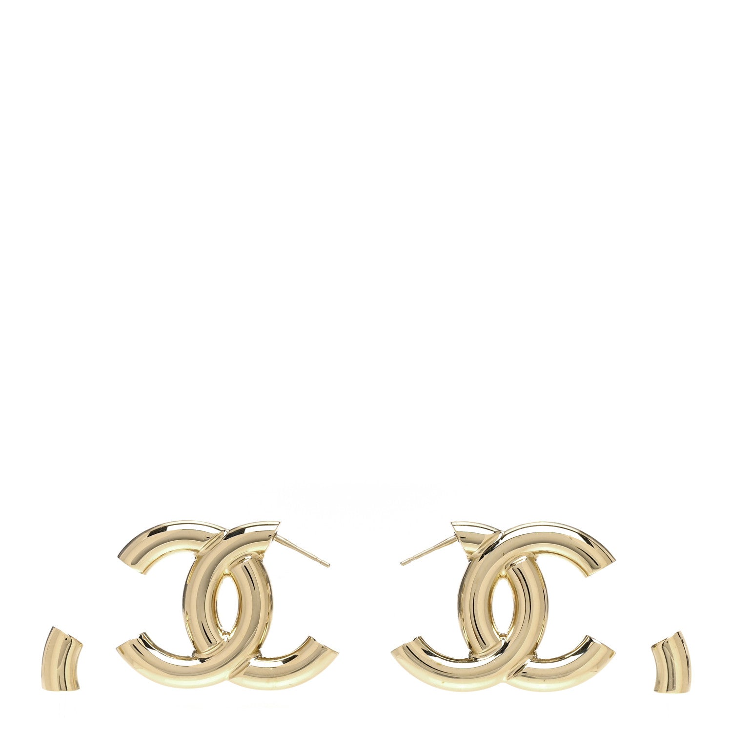 Chanel Metal Large CC Earrings Light Gold 3 of 4
