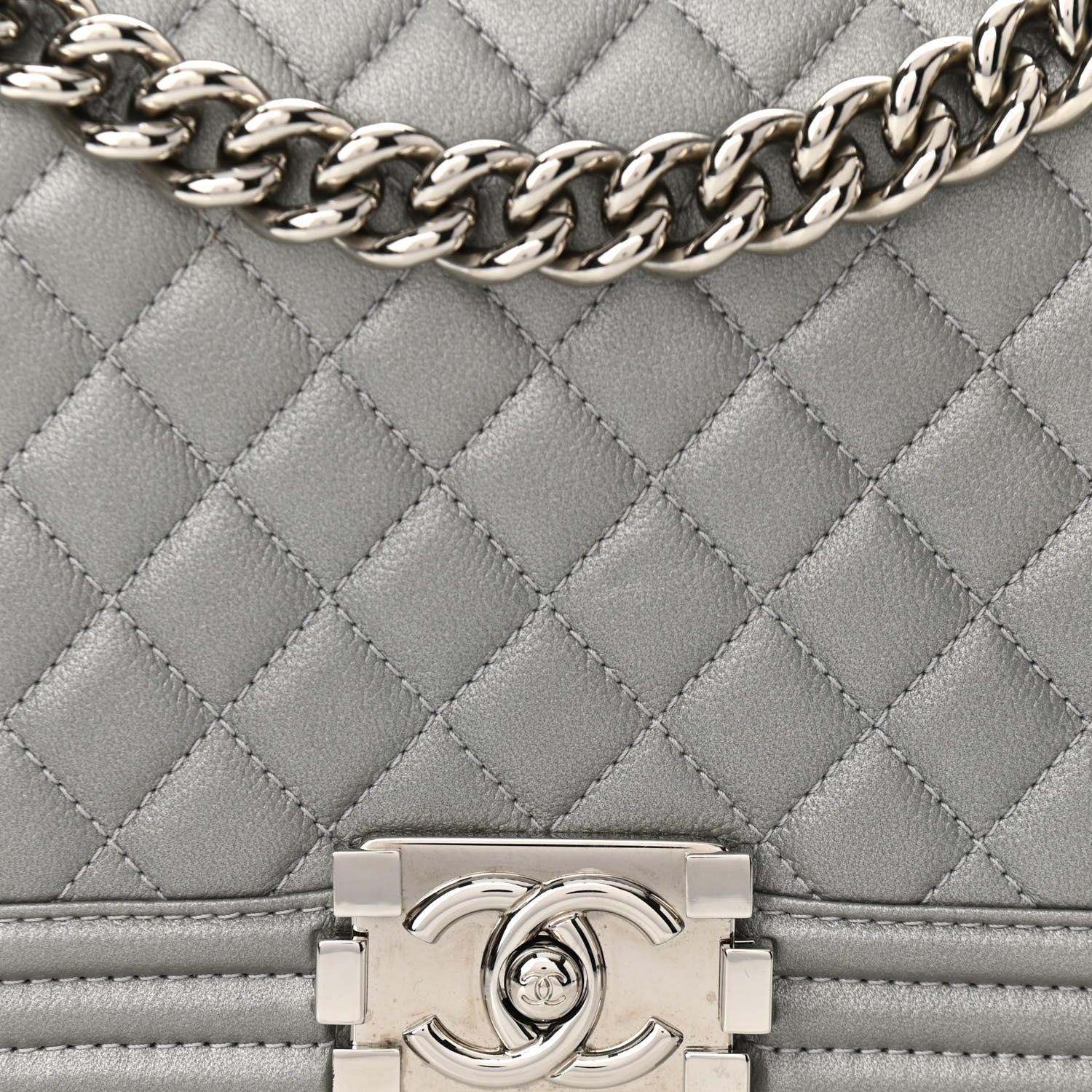 Chanel Metallic Caviar Quilted Medium Boy Flap Silver 8 of 10