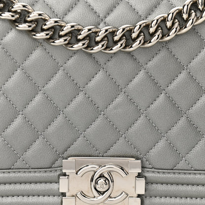Chanel Metallic Caviar Quilted Medium Boy Flap Silver 8 of 10