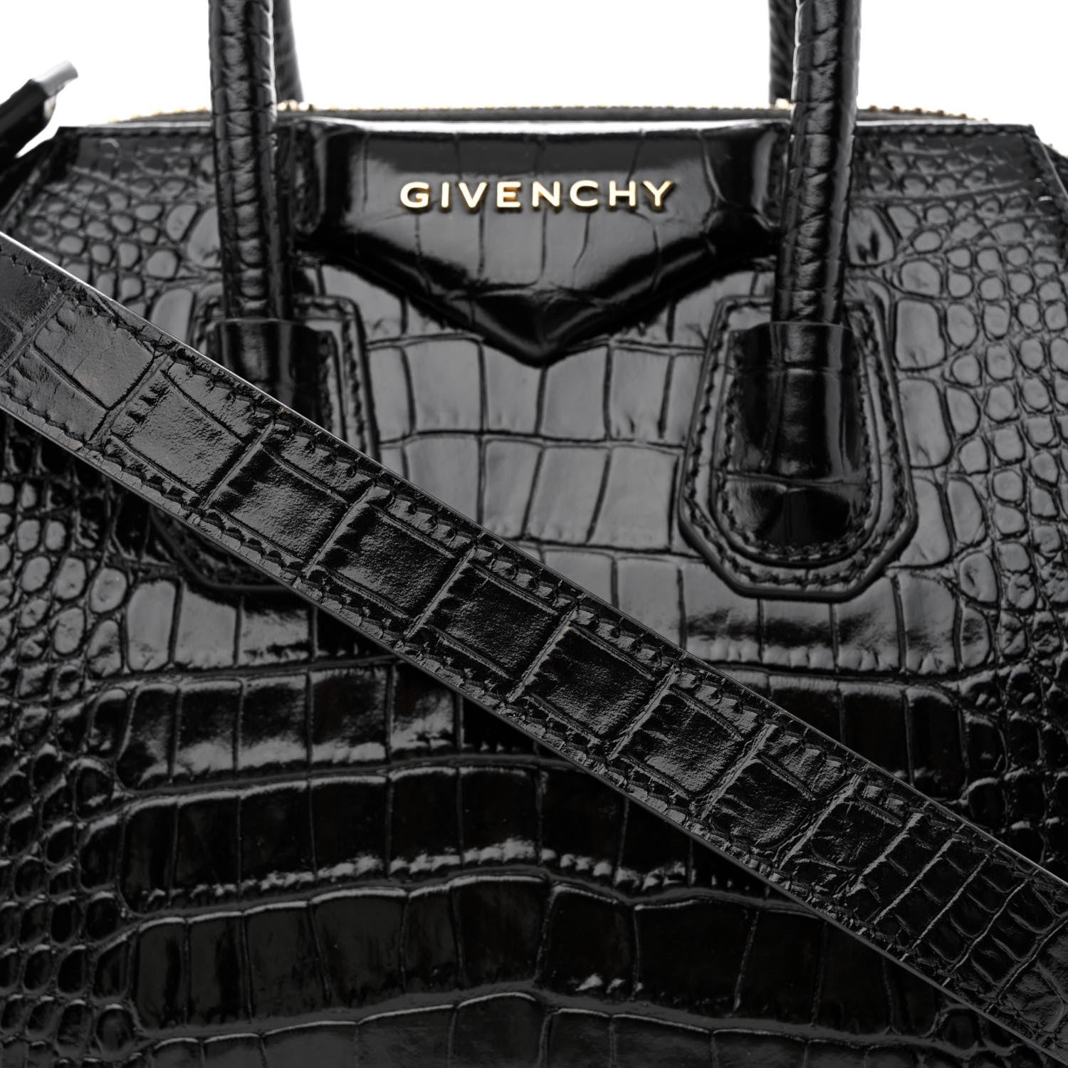 Givenchy Calfskin Crocodile Embossed Mini Antigona Black 8 of 10