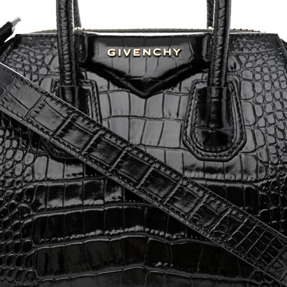 Givenchy Calfskin Crocodile Embossed Mini Antigona Black 8 of 10