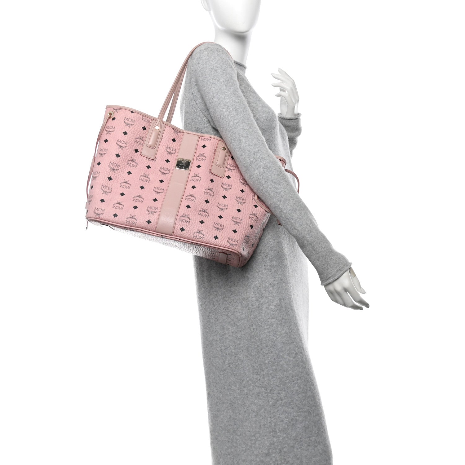 MCM Visetos Medium Liz Reversible Shopper Tote Soft Pink 2 of 10
