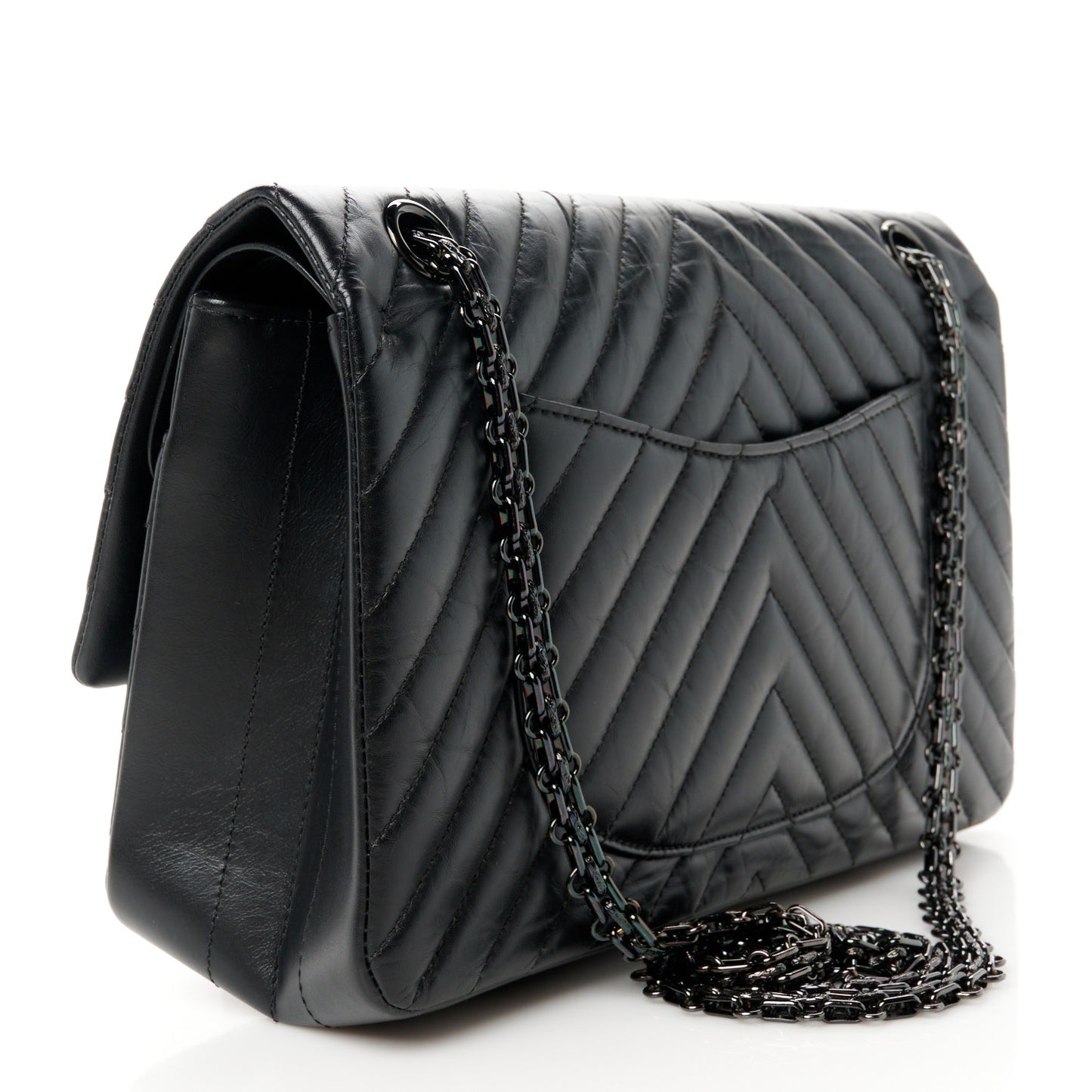 Aged Calfskin Chevron Quilted 2.55 Reissue 226 So Black