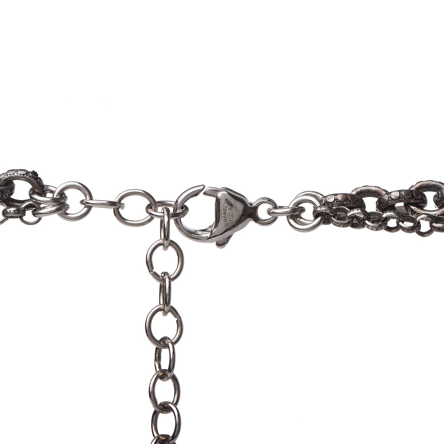 Beaded Enamel CC Long Necklace Ruthenium Multicolor
