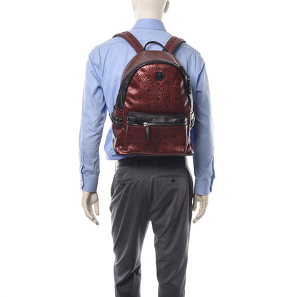 MCM Metallic Visetos Medium Side Stud Stark Backpack Scooter Red Black 2 of 11