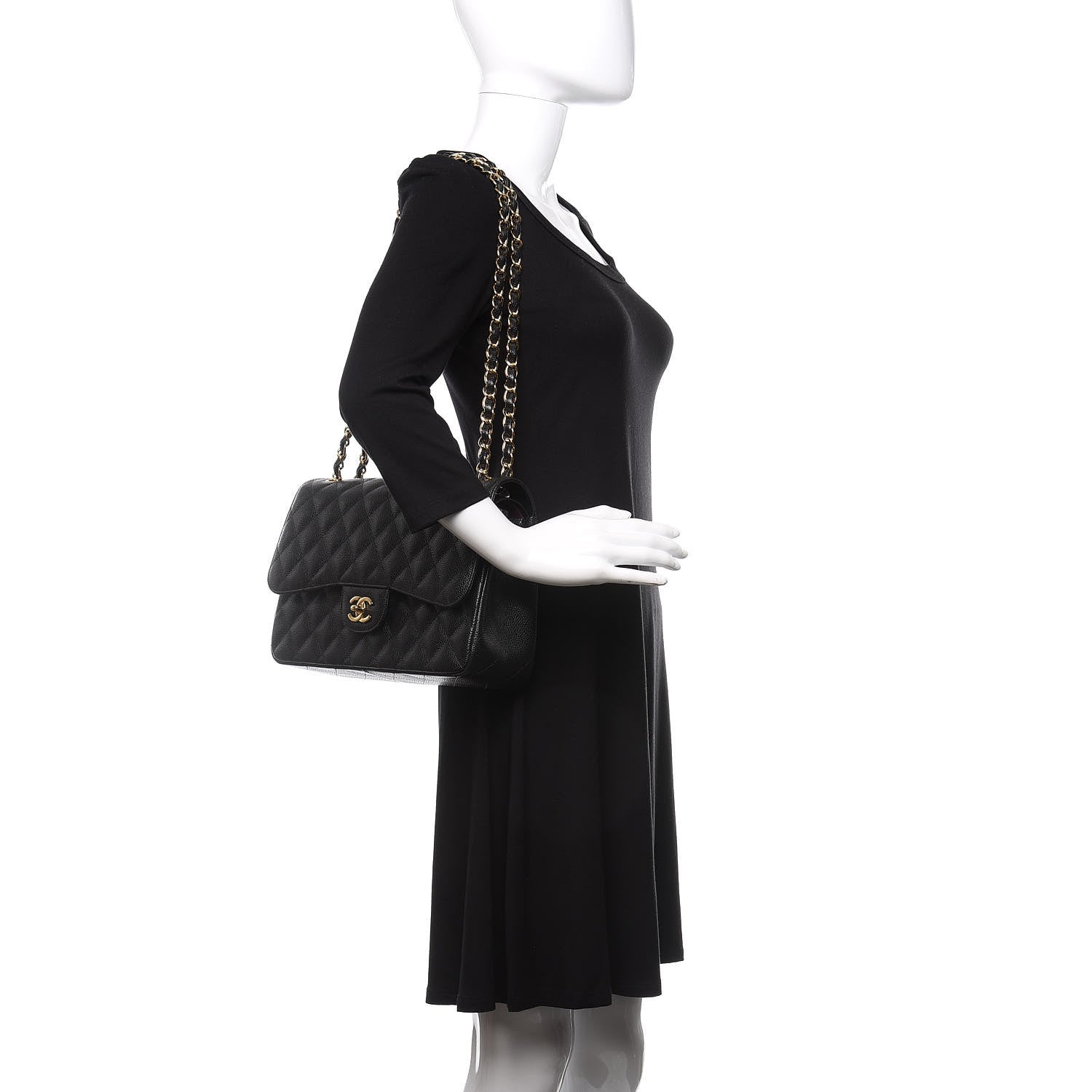 Chanel Caviar Quilted Jumbo Double Flap Black 2 of 10