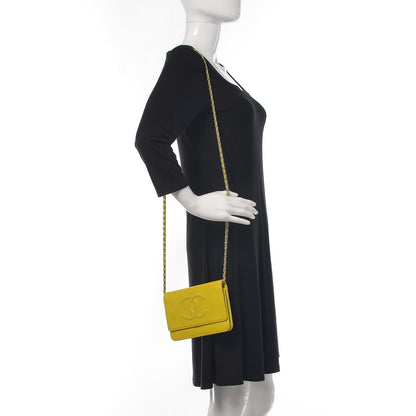 Chanel Caviar Timeless CC Wallet on Chain WOC Yellow 2 of 12