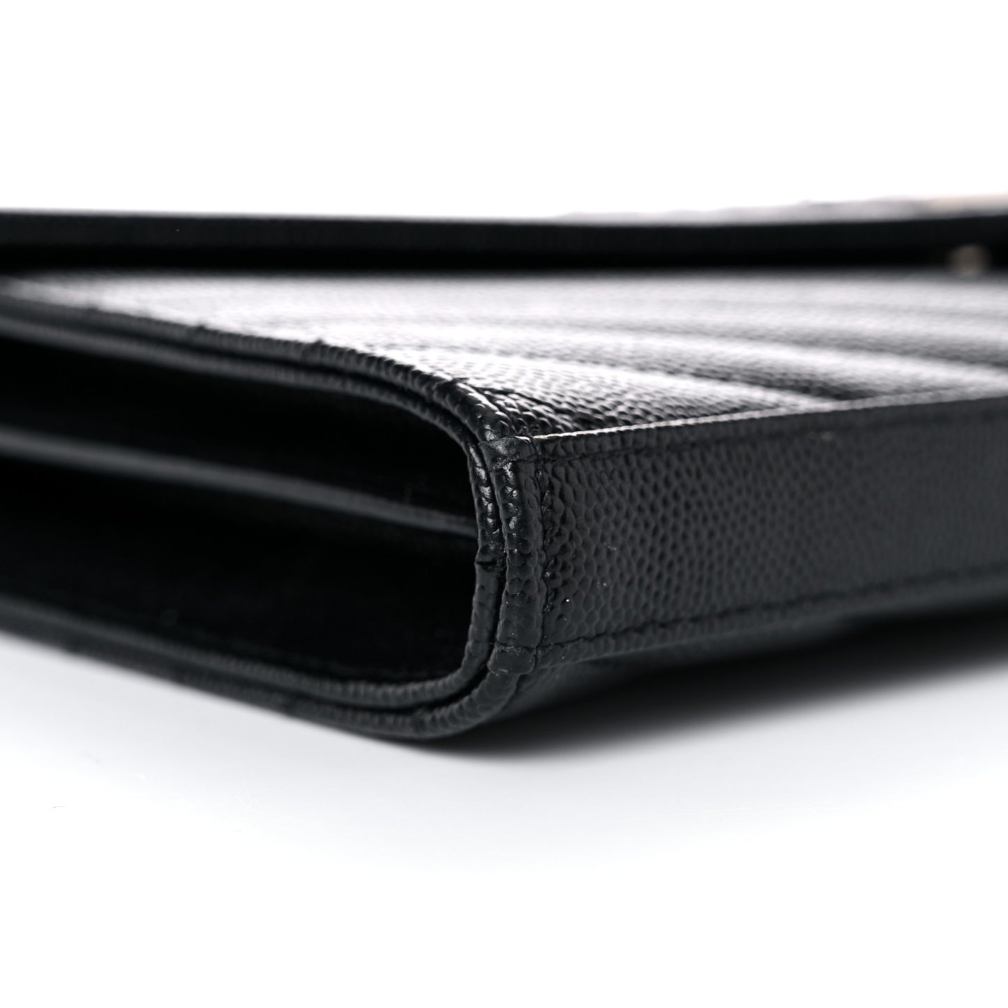 Grain De Poudre Matelasse Chevron Monogram Chain Wallet Black