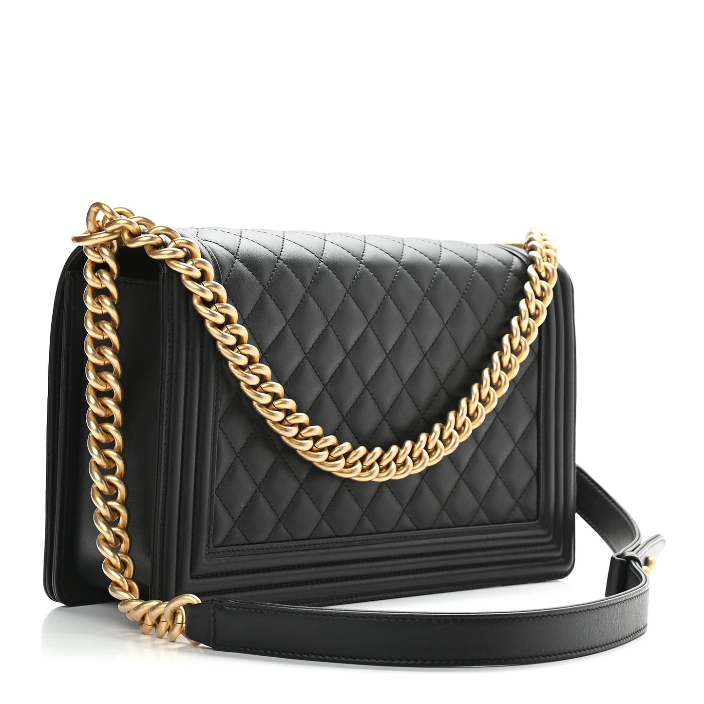 Calfskin Quilted New Medium Boy Flap Black