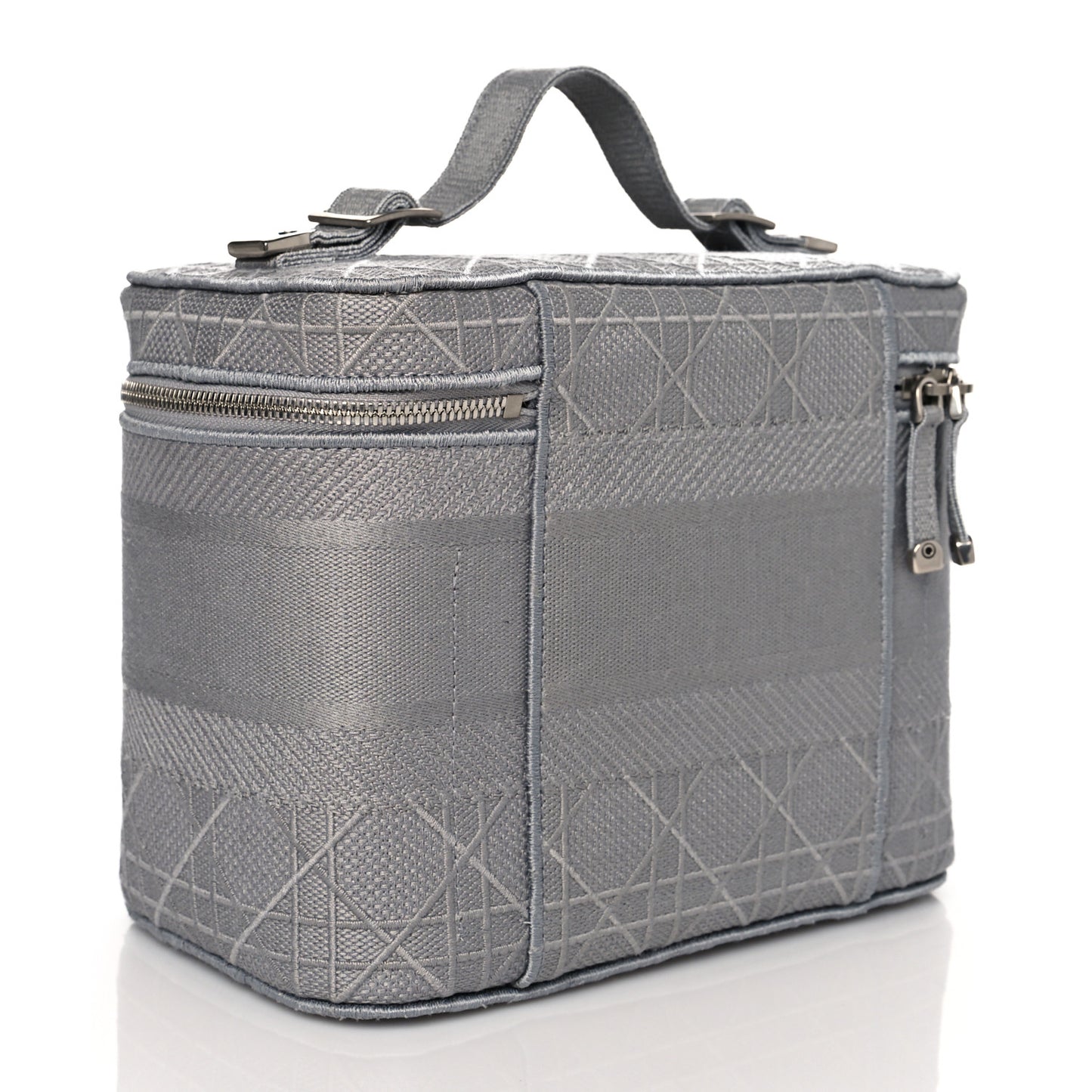 Canvas Embroidered Cannage Diortravel Vanity Case Grey