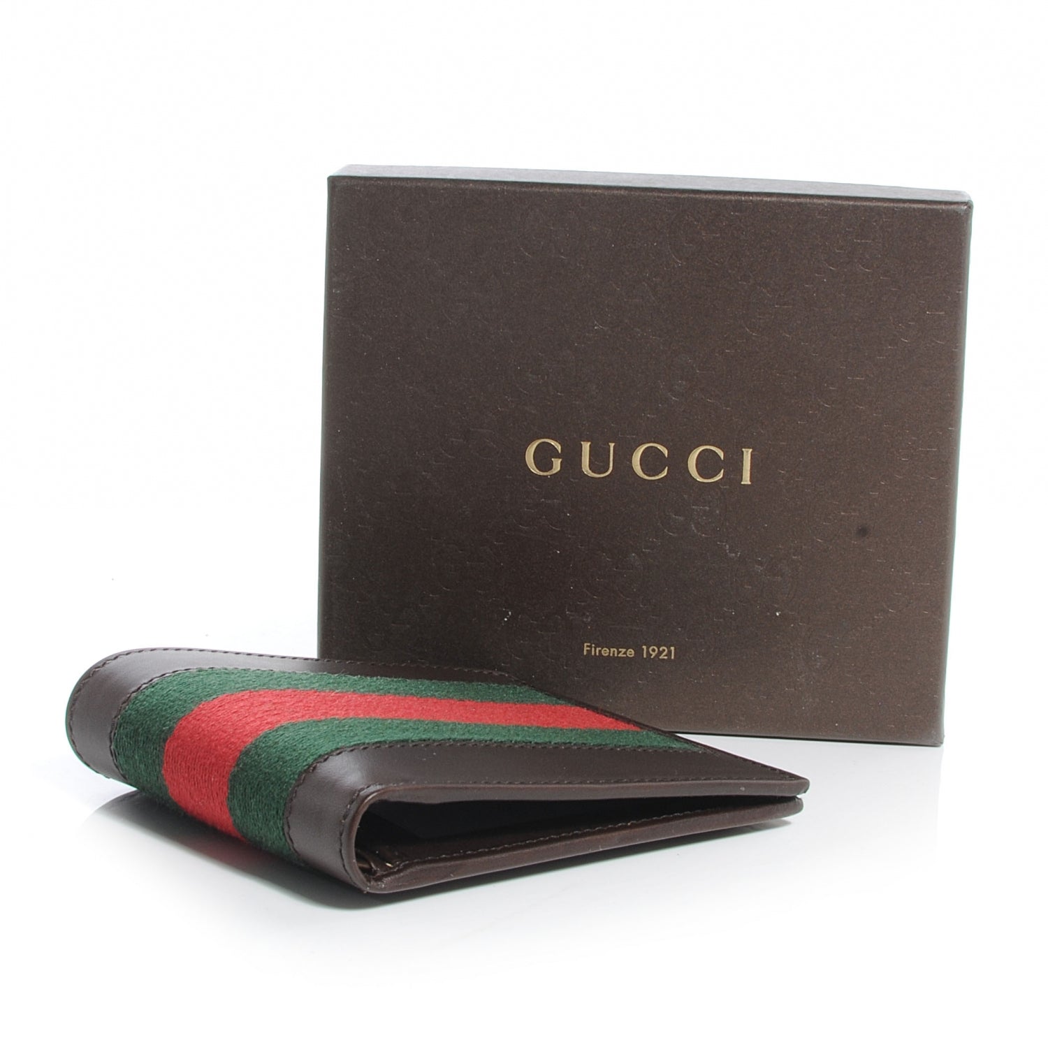 Gucci Mens Leather Web Bi-Fold Wallet Brown 4 of 7