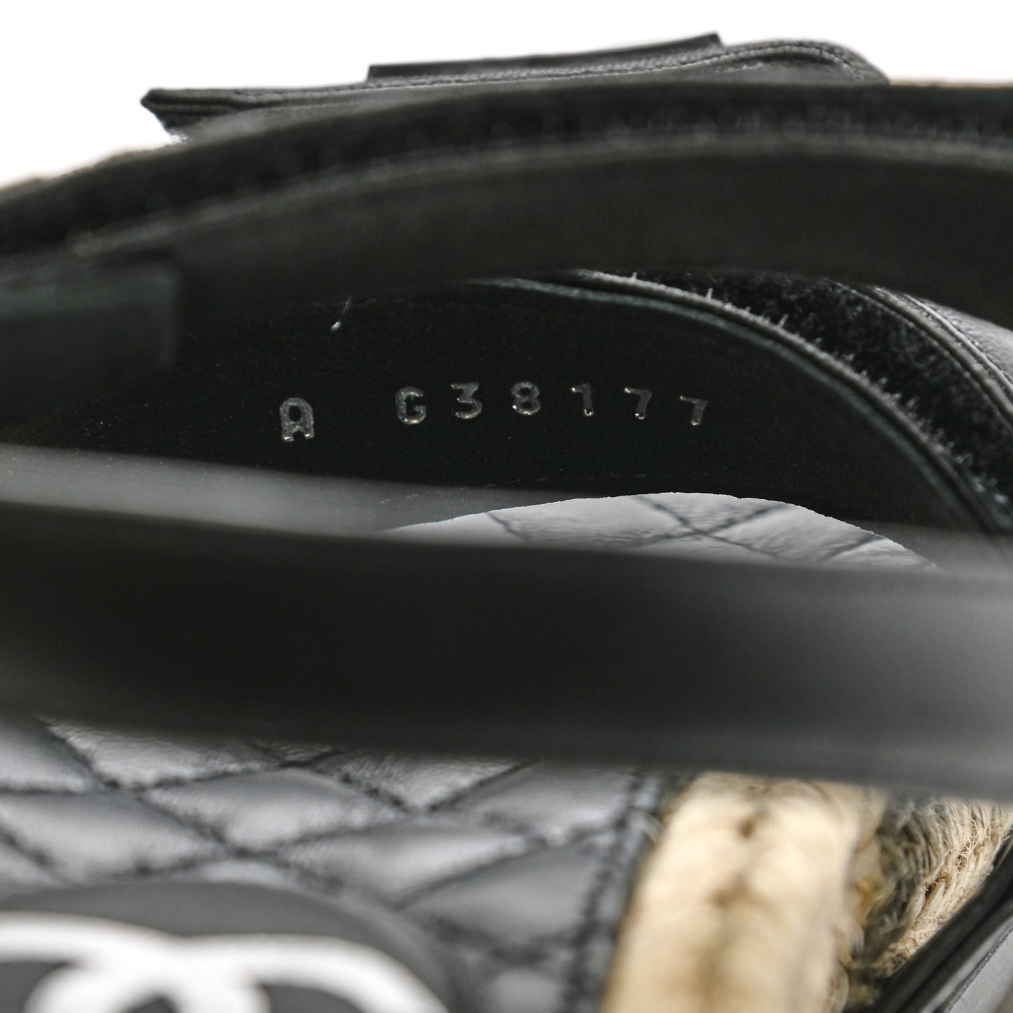 Stretch Fabric Lambskin CC Flat Sandals 37 Black