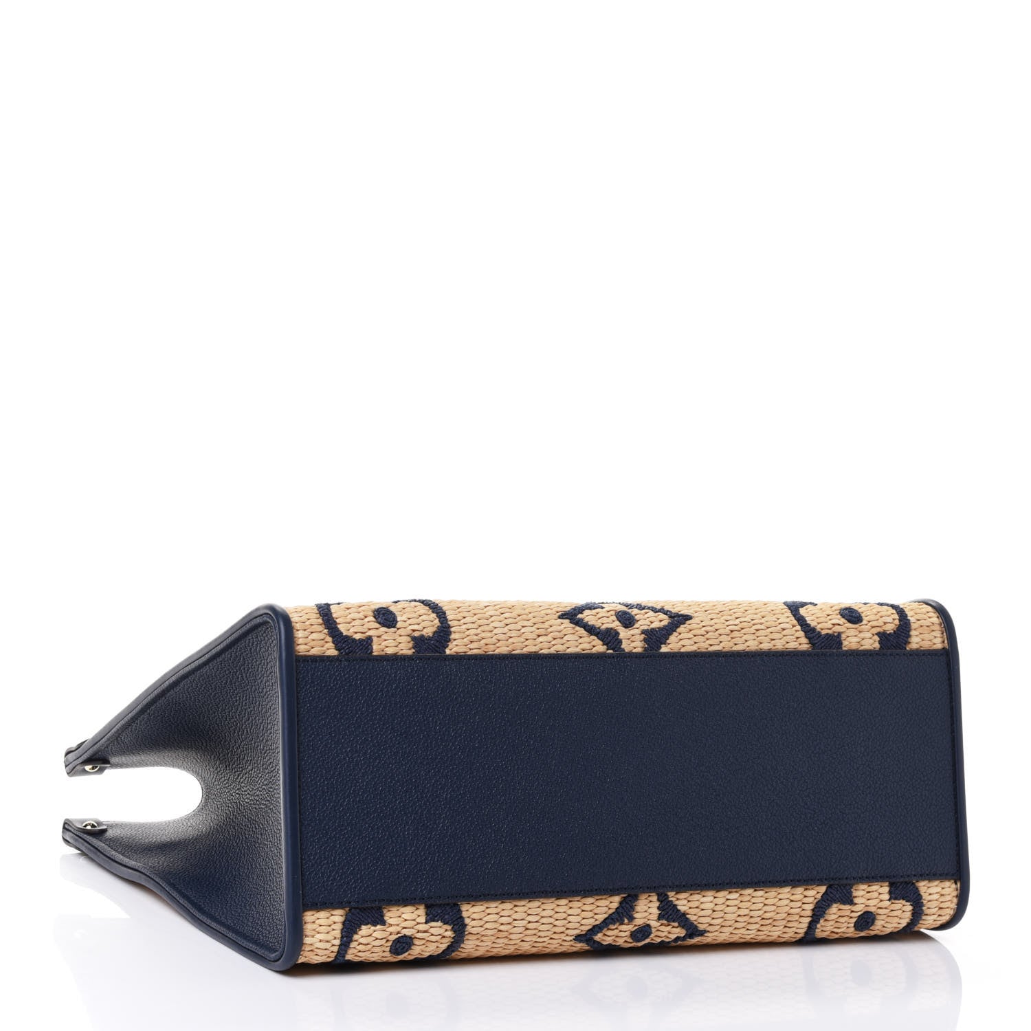 Louis Vuitton Raffia Calfskin Monogram Giant Onthego MM Blue 3 of 4