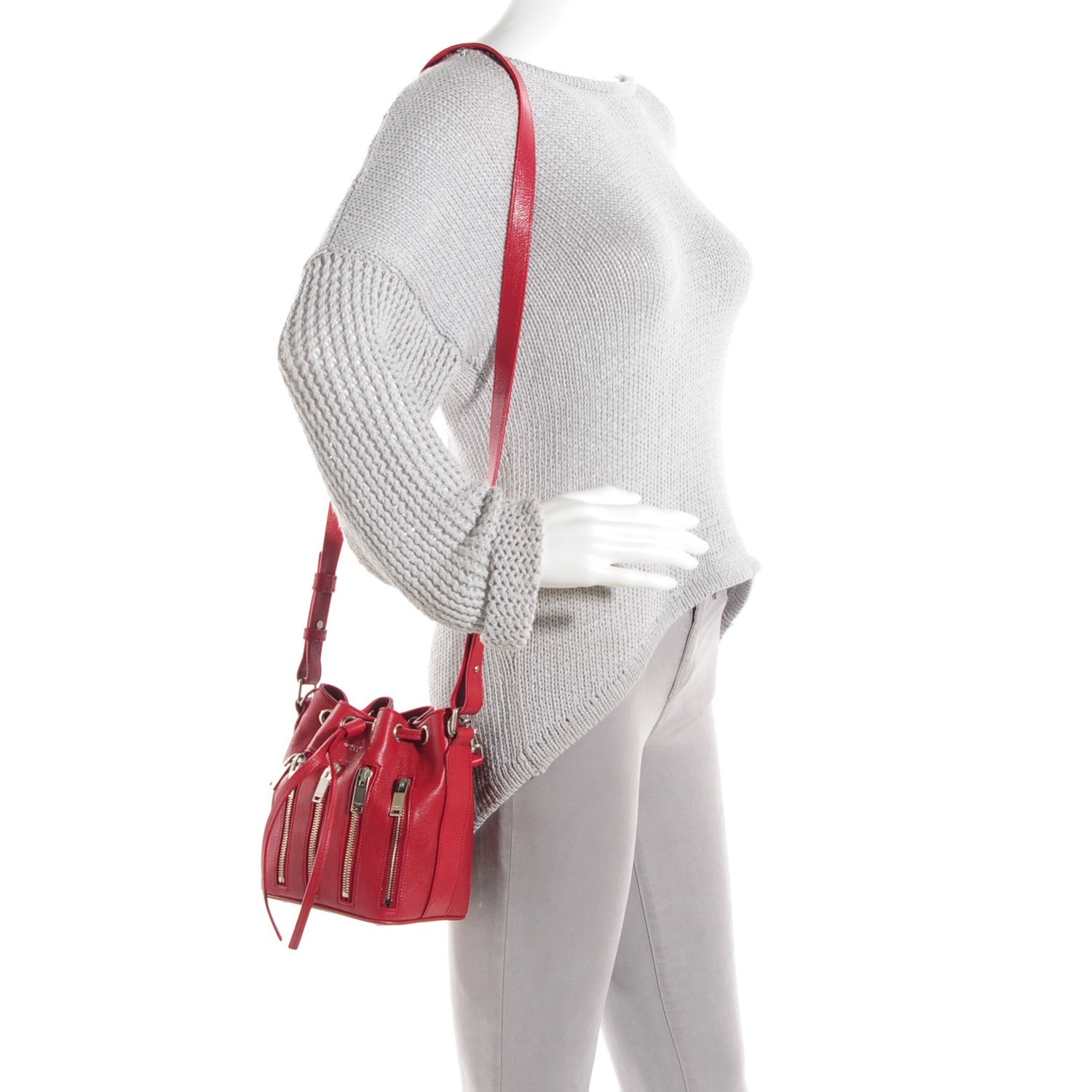 Saint Laurent Sheepskin Small Emmanuelle Zip Bucket Bag Red 2 of 7
