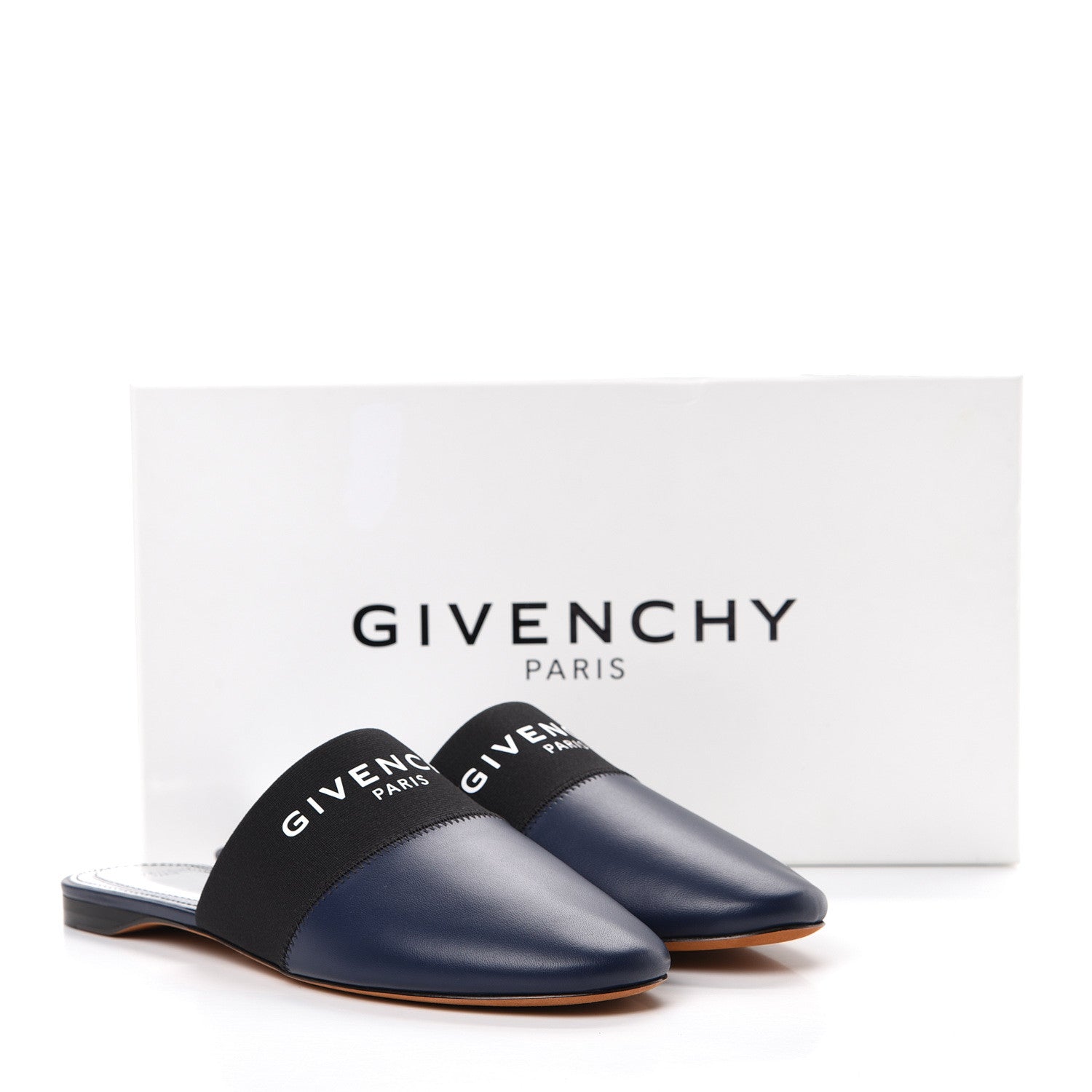 Givenchy Calfskin Bedford Logo Mule Slides 38.5 Navy Black 8 of 8