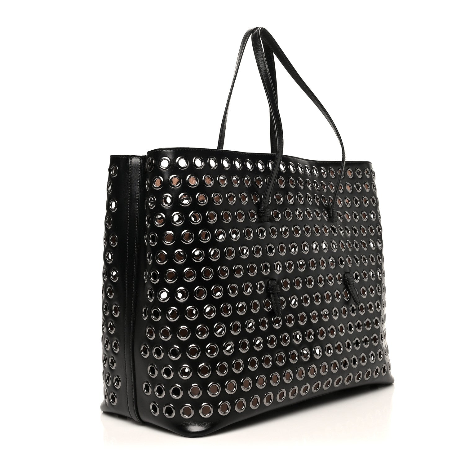 Alaia Calfskin Grommet Tote Black 4 of 9