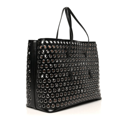 Alaia Calfskin Grommet Tote Black 4 of 9