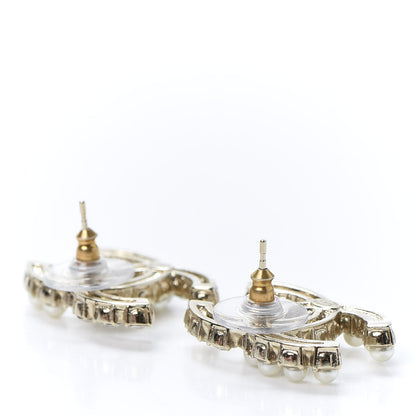 Chanel Crystal Pearl CC Dazzling Domino Earrings Gold 3 of 5