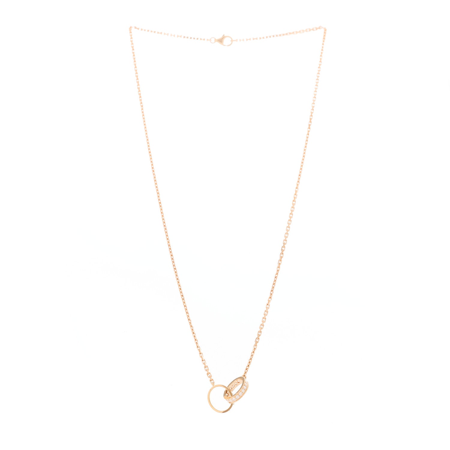Cartier 18K Pink Gold Diamond Interlocking LOVE Necklace 3 of 6