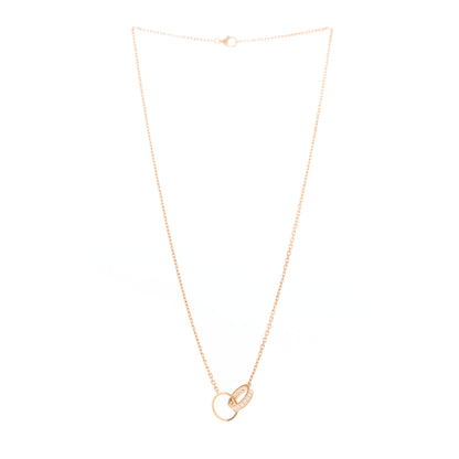 Cartier 18K Pink Gold Diamond Interlocking LOVE Necklace 3 of 6