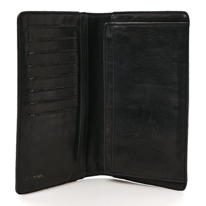 Chanel Lambskin Camellia Embossed Yen Wallet Black 5 of 12
