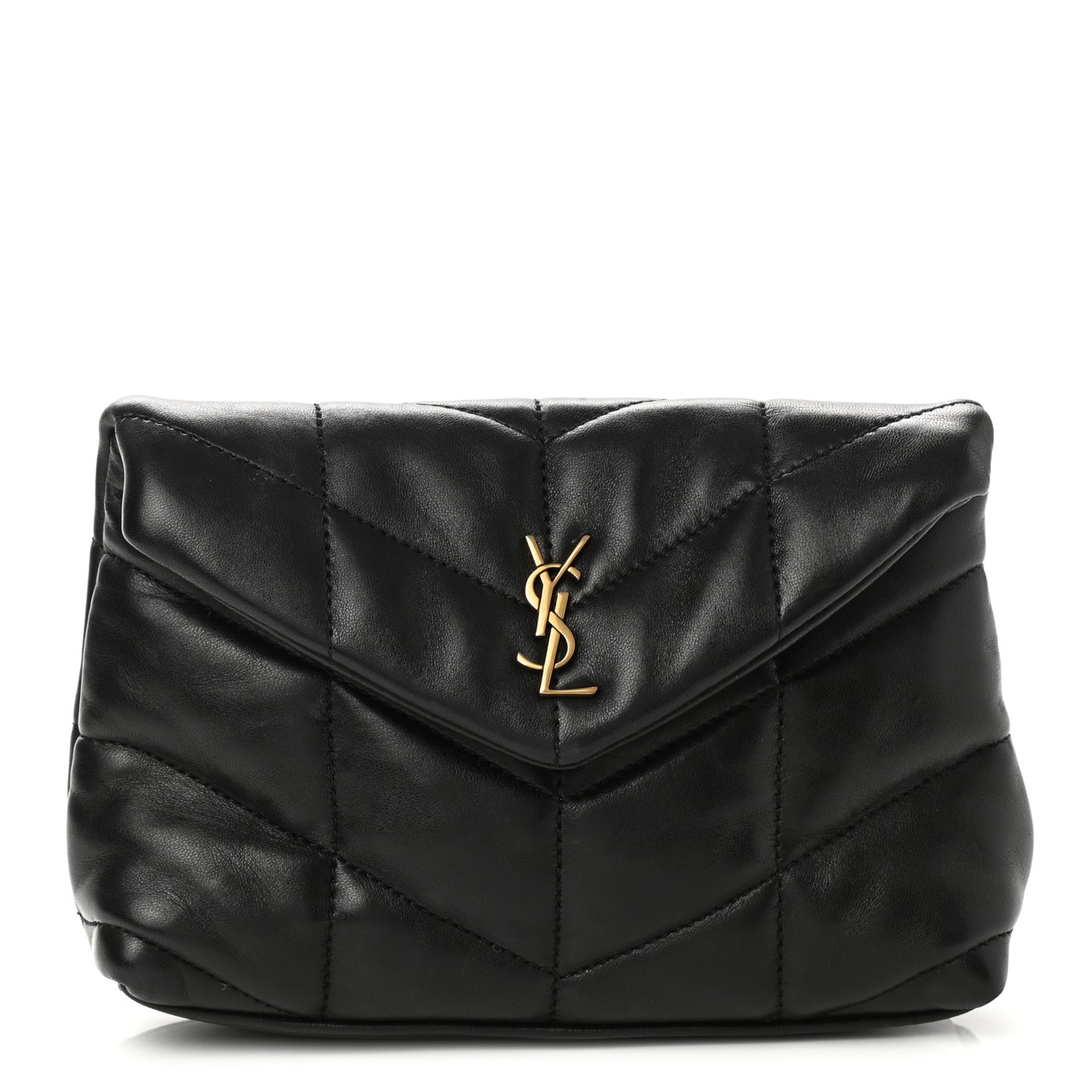 Lambskin Monogram Loulou Puffer Pouch Clutch Black