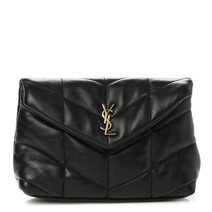 Saint Laurent Lambskin Monogram Loulou Puffer Pouch Clutch Black 1 of 7