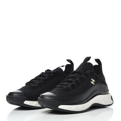 Chanel Velvet Calfskin Mixed Fibers CC Sneakers 38.5 Black 3 of 11