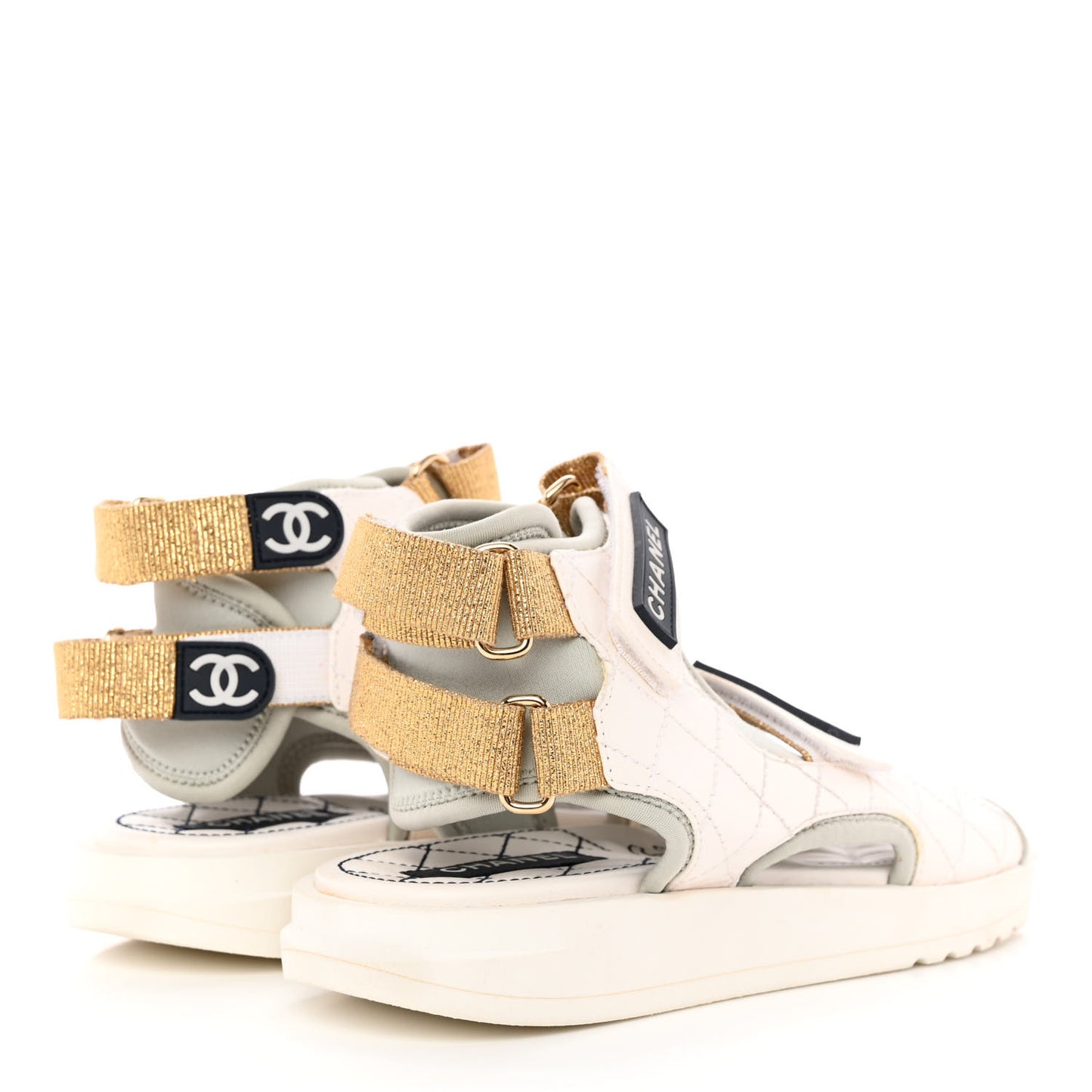 Goatskin Fabric TPU Gladiator Sandals 37 White Light Grey Navy Blue