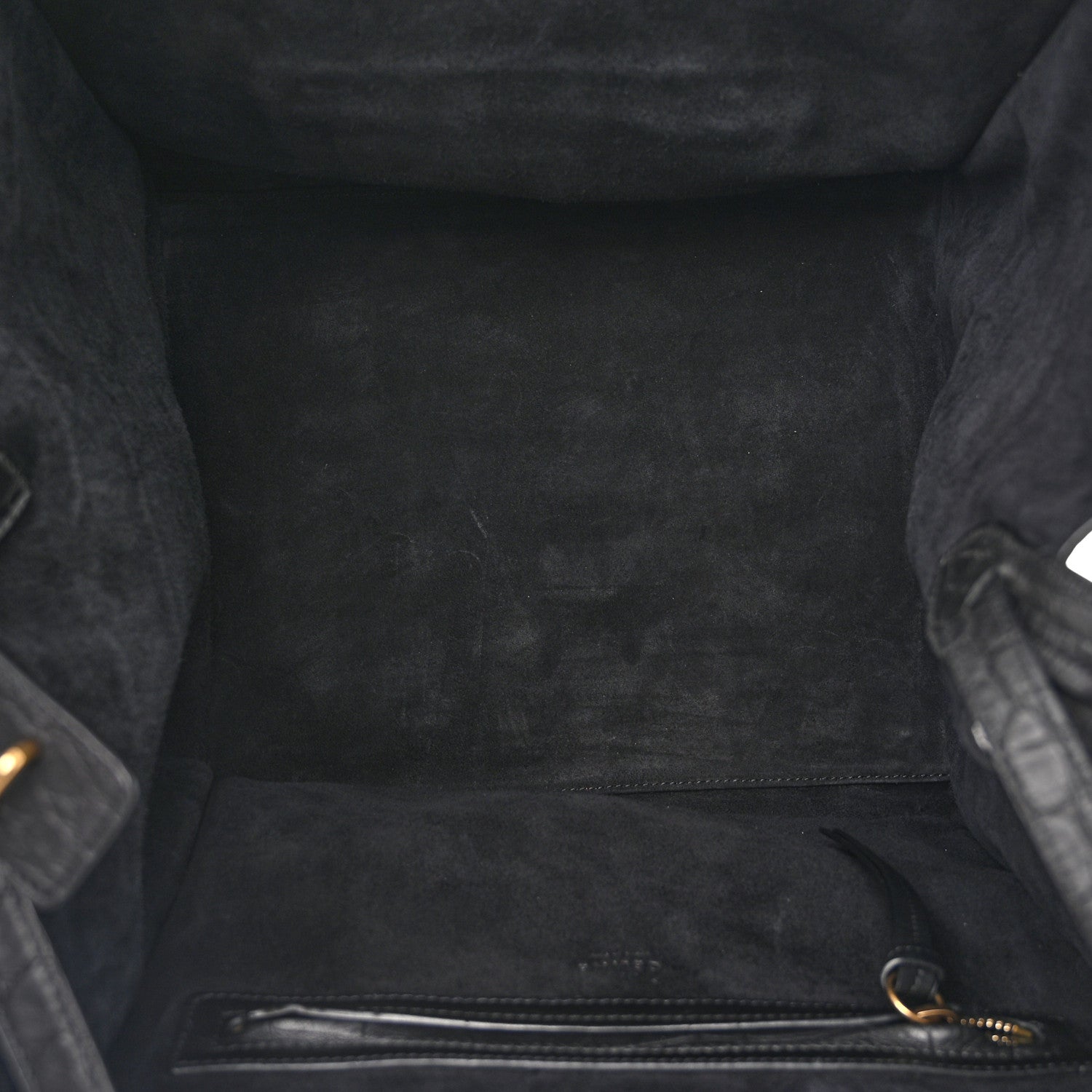 Celine Crocodile Embossed Calfskin Medium Phantom Luggage Black 5 of 10