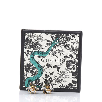Gucci Crystal Pearl GG Bee Earrings Gold 5 of 5