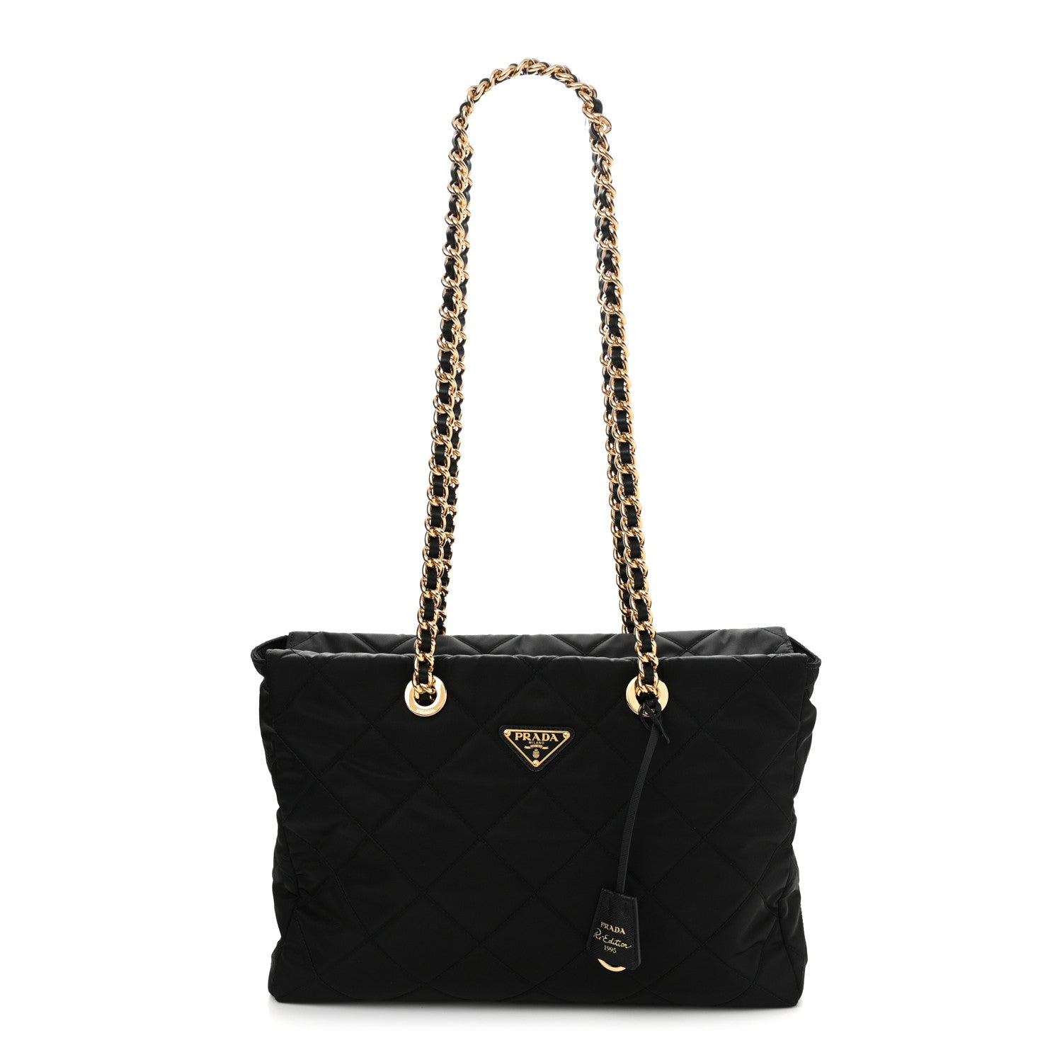 Prada Re-Nylon Impuntu Quilted Re-Edition 1995 Chaine Medium Tote Bag Black 1 of 10