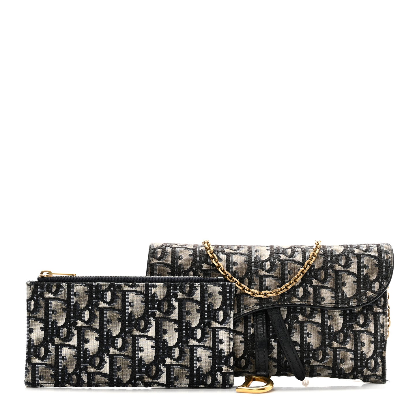 Oblique Saddle Chain Long Wallet Blue