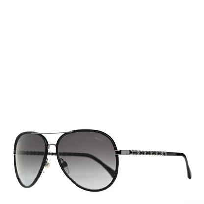 Chanel Polarized Pilot Winter Sunglasses 4219-Q Black 1 of 7