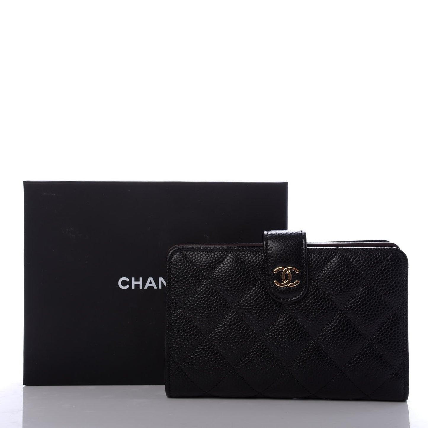 Caviar Quilted Zipped Pocket Wallet Black