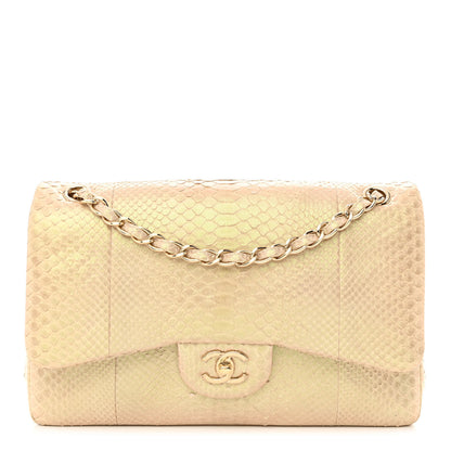 Chanel Metallic Snakeskin Jumbo Double Flap Gold 1 of 12