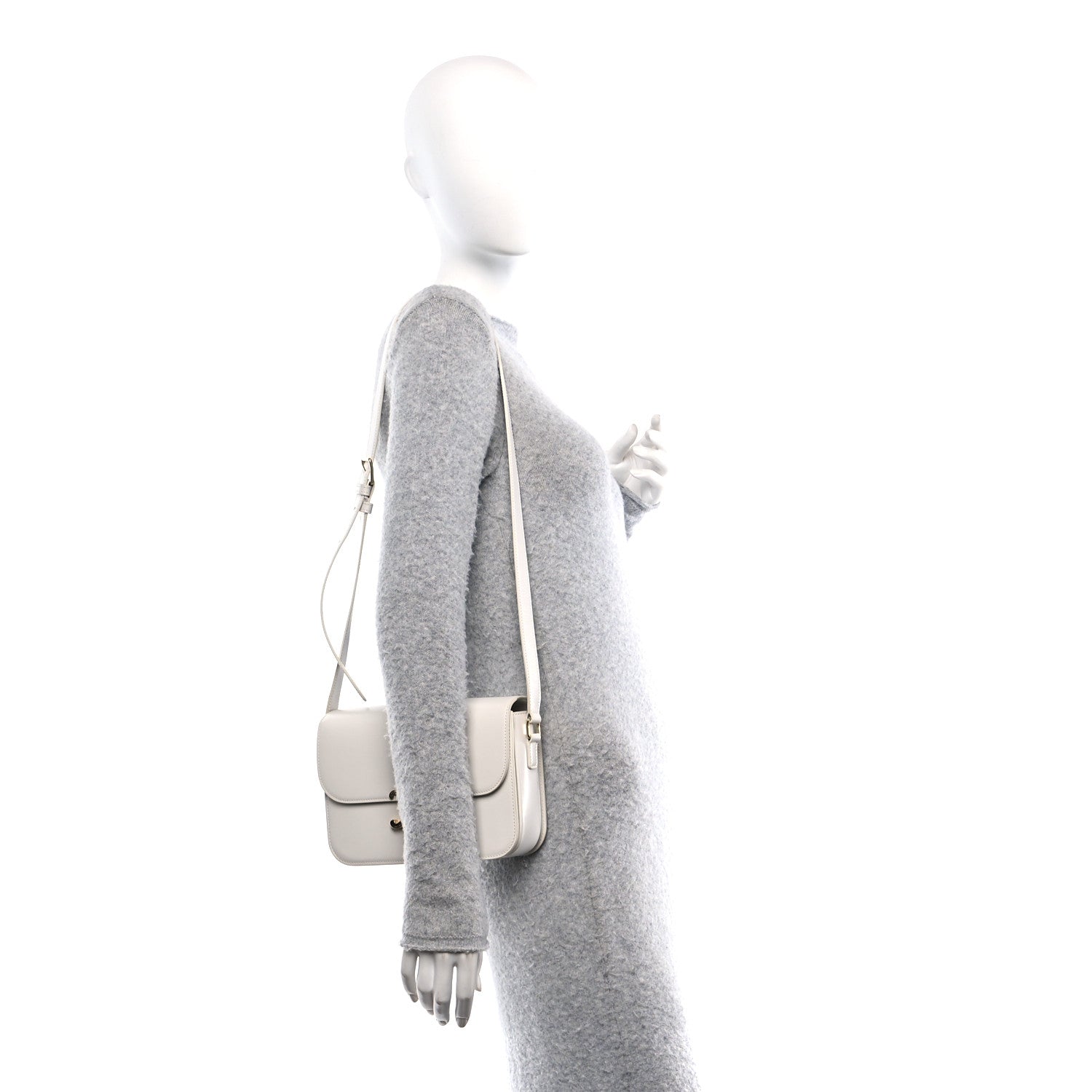 Celine Shiny Calfskin Medium Triomphe White 3 of 10