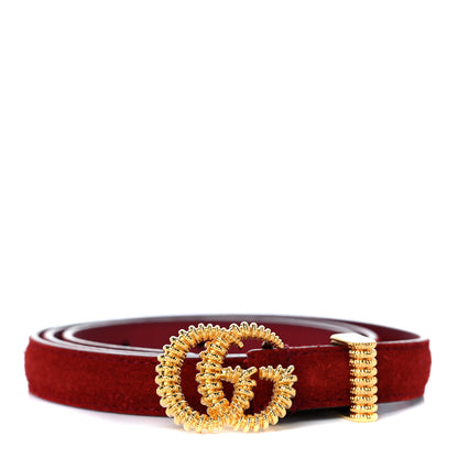 Gucci Suede Calfskin Torchon Double G 15mm Belt 75 30 Red 1 of 7
