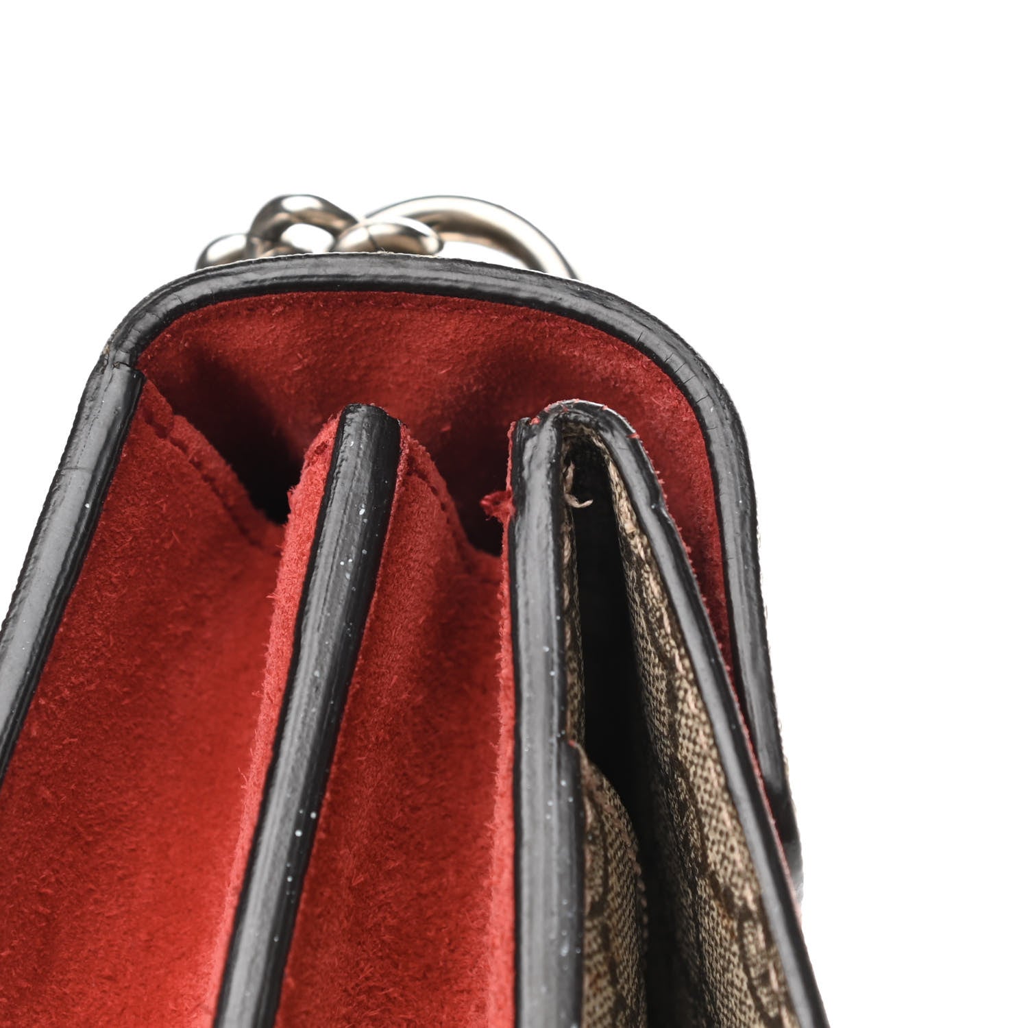 Gucci GG Supreme Monogram Suede Small Dionysus Shoulder Bag Beige Ebony Vulcanic Red 17 of 18