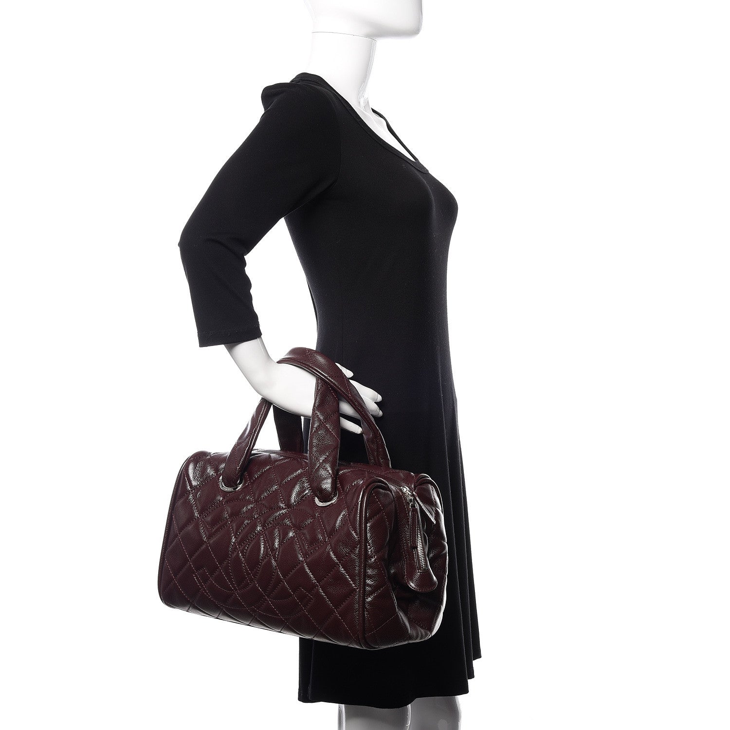 Chanel Caviar Quilted CC Timeless Bowler Burgundy 2 of 18