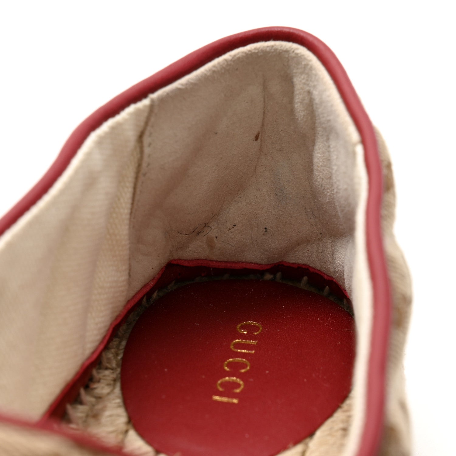 Gucci Monogram Matelasse Diagonal GG Marmont Espadrilles 36 Beige New Cherry Red 9 of 12