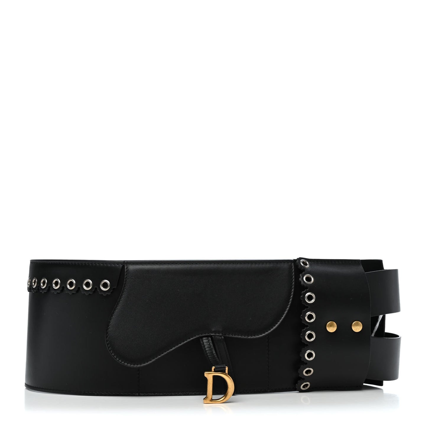 Calfskin Saddle Grommet Belt 75 30 Black
