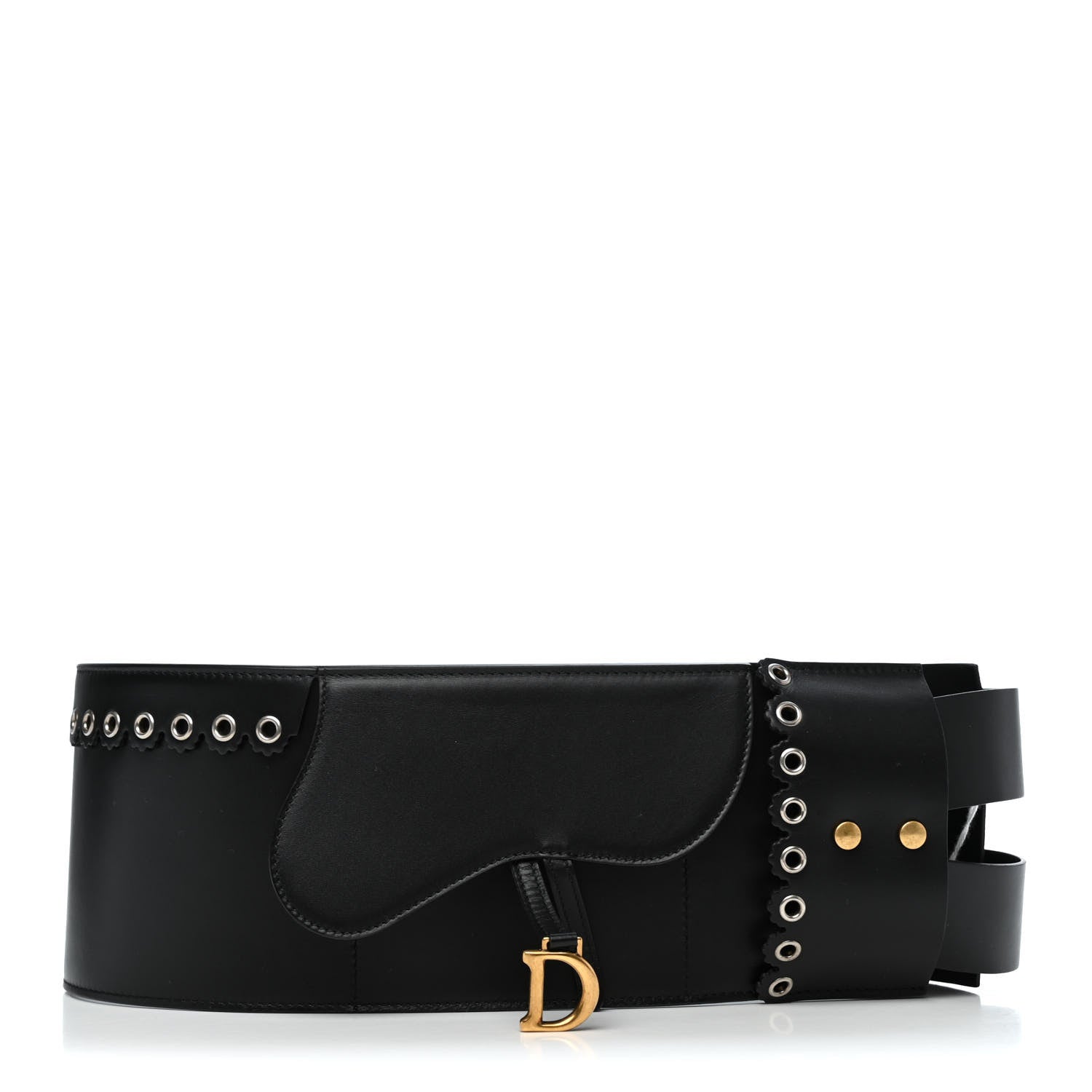 Christian Dior Calfskin Saddle Grommet Belt 75 30 Black 1 of 4