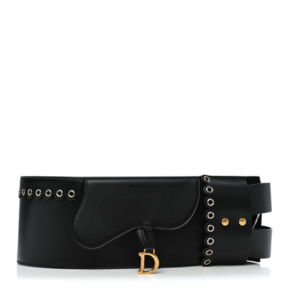 Christian Dior Calfskin Saddle Grommet Belt 75 30 Black 1 of 4